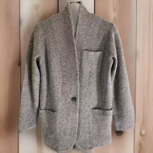 J Crew XL Gray Cocoon Sweater BA551 Cardigan Blazer Merino Wool Alpaca Blend